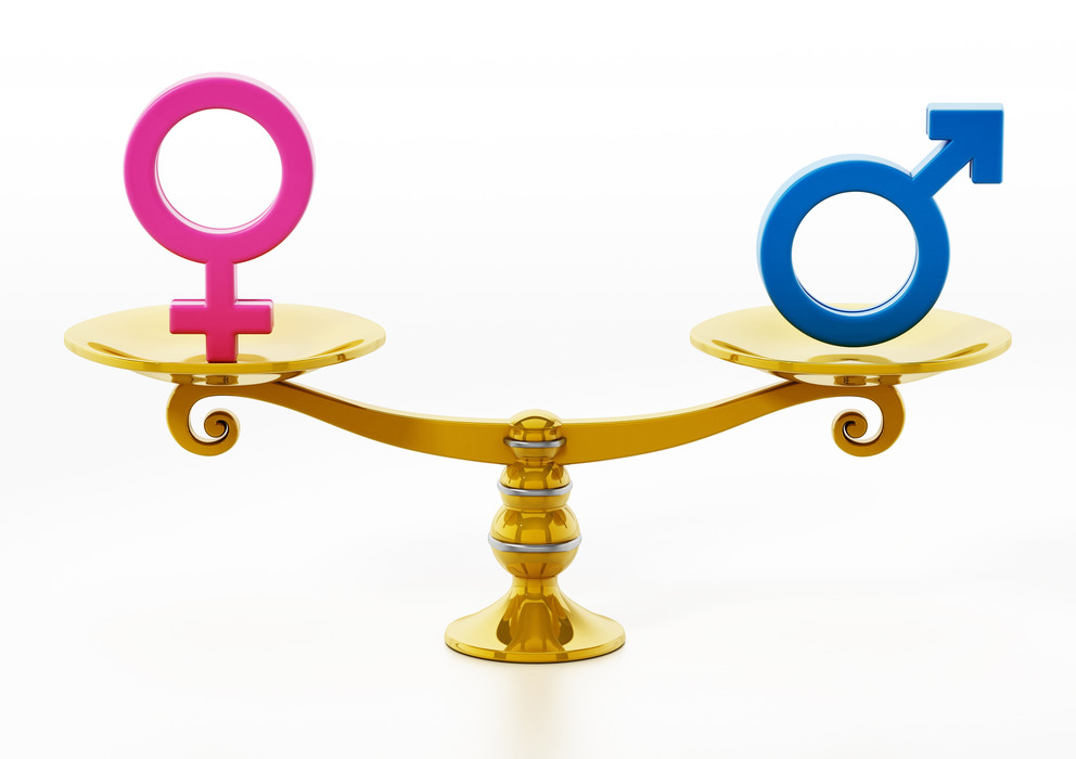 Gender symbols on scale.