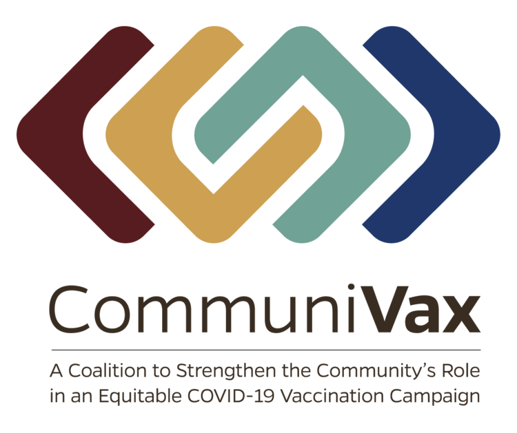 communivax logo in brown, yellow, green, and blue design