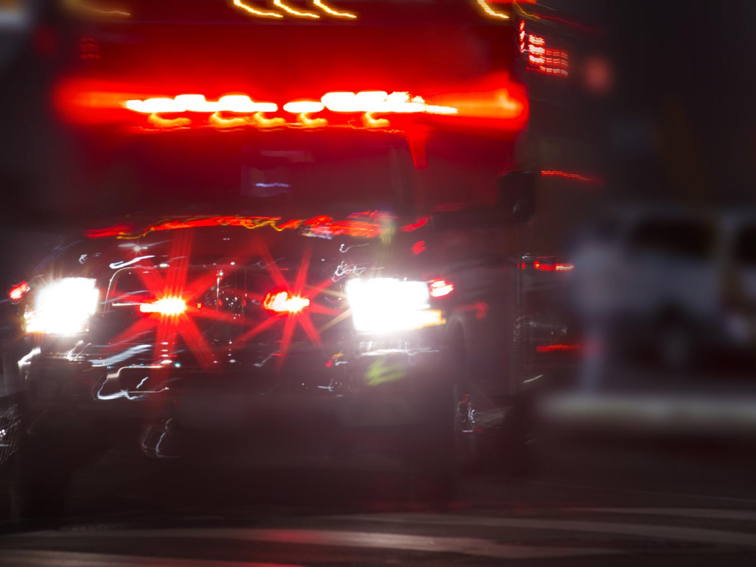 Ambulance at night with lights on