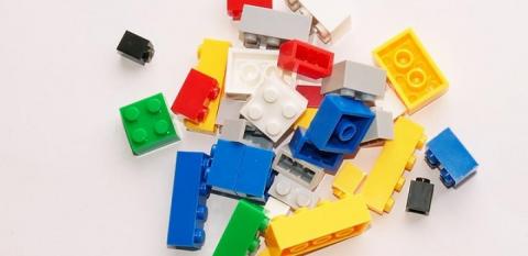 Photo of Legos in various sizes and colors.