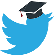 Graphic of the twitter bird wearing a graduation cap.