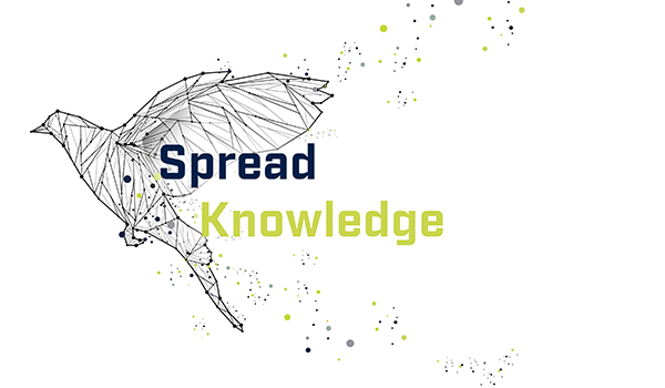 The words Spread Knowledge with the graphic of a bird.