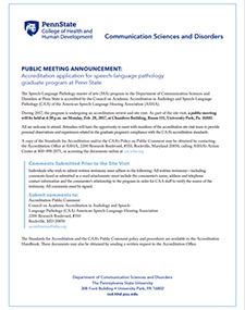 Department of Communication Sciences and Disorders at Penn State Public Meeting Announcement