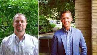 Headshots of Ashton Verdery with short hair, goatee, and white shirt and Glenn Sterner with short brown hair, blue shirt, and blue jacket.