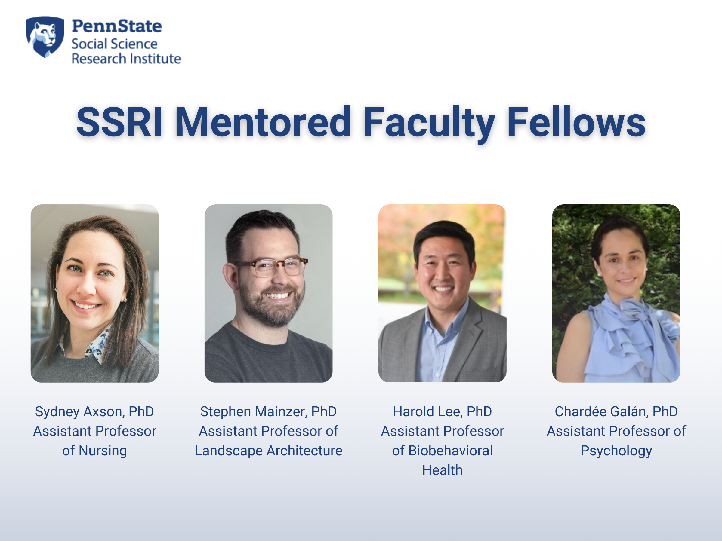 White graphic with the headshots of all the SSRI Mentored Faculty Fellows.