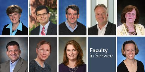 Photos of the nine faculty members.