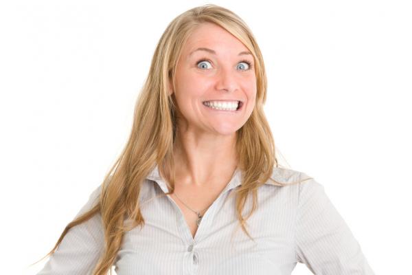 Woman forcing smile