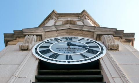 Photo of the Old Main Bell Tower Clock on the University Park campus.