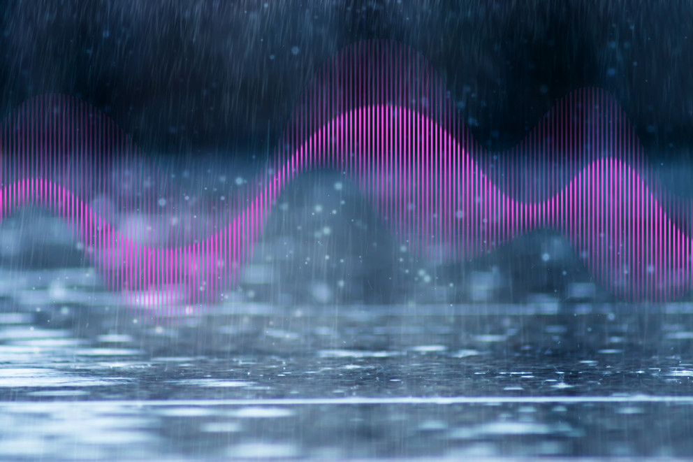 Pink sound waves in rain
