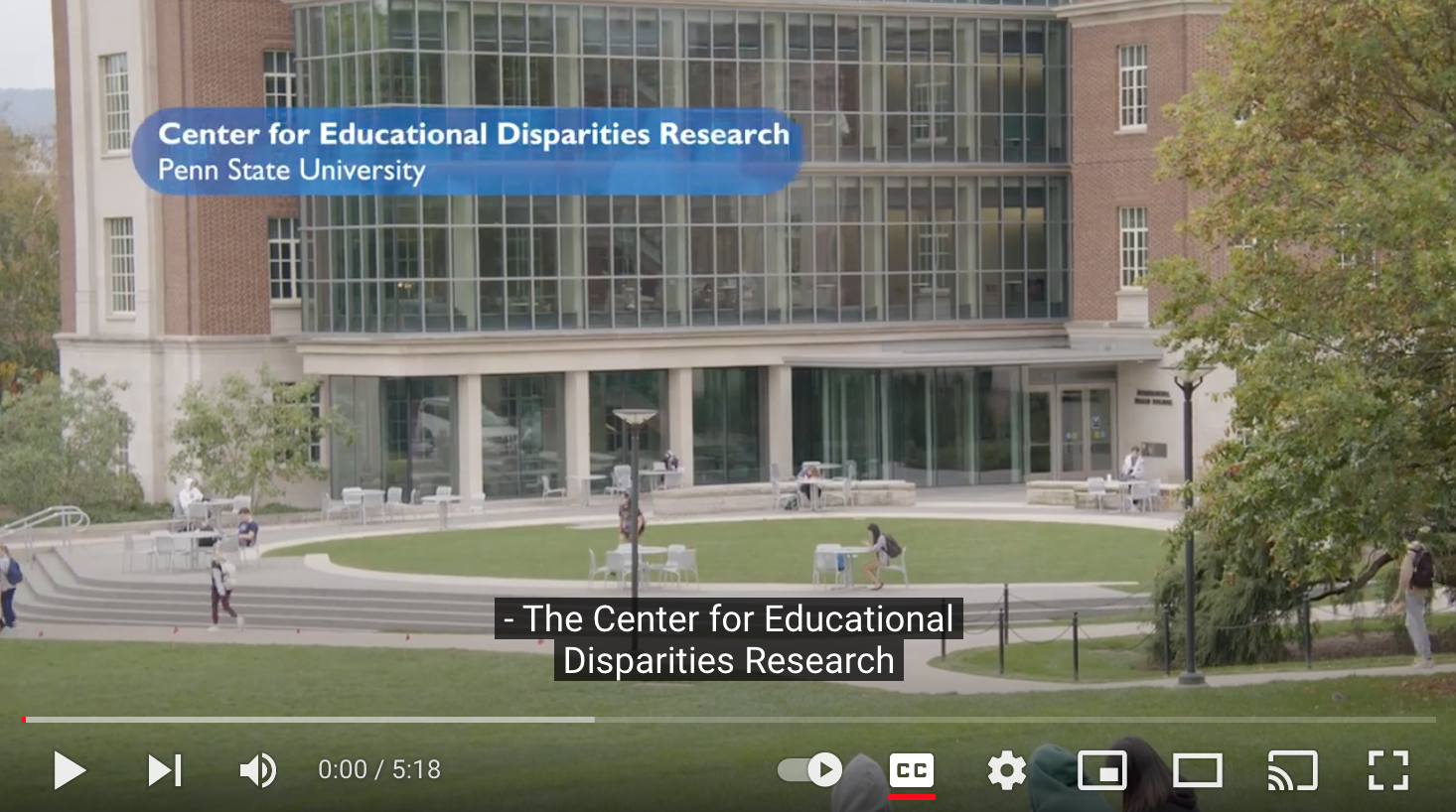 Screen shot of CEDR video showcasing the Biobehavioral Health Building