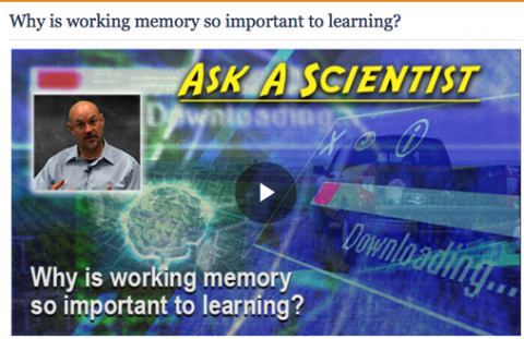 Screenshot of the video with the words "Why is working memory so important to learning?".