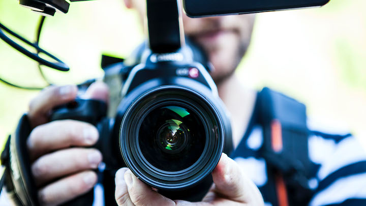 Close up image of camera lense