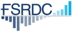 The letters "FSRDC" and bar graphs forming a logo.