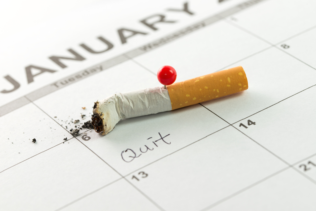 Cigarette stub and January calendar.