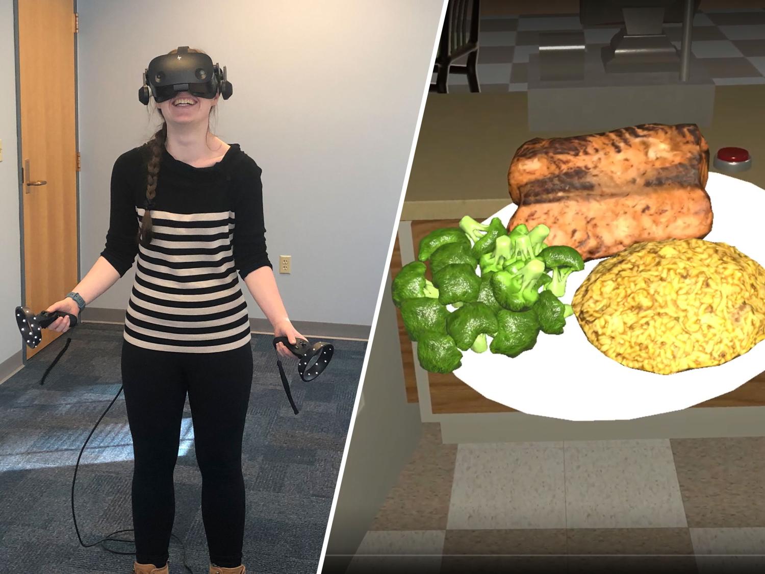 Virtual reality user and food portion sizes