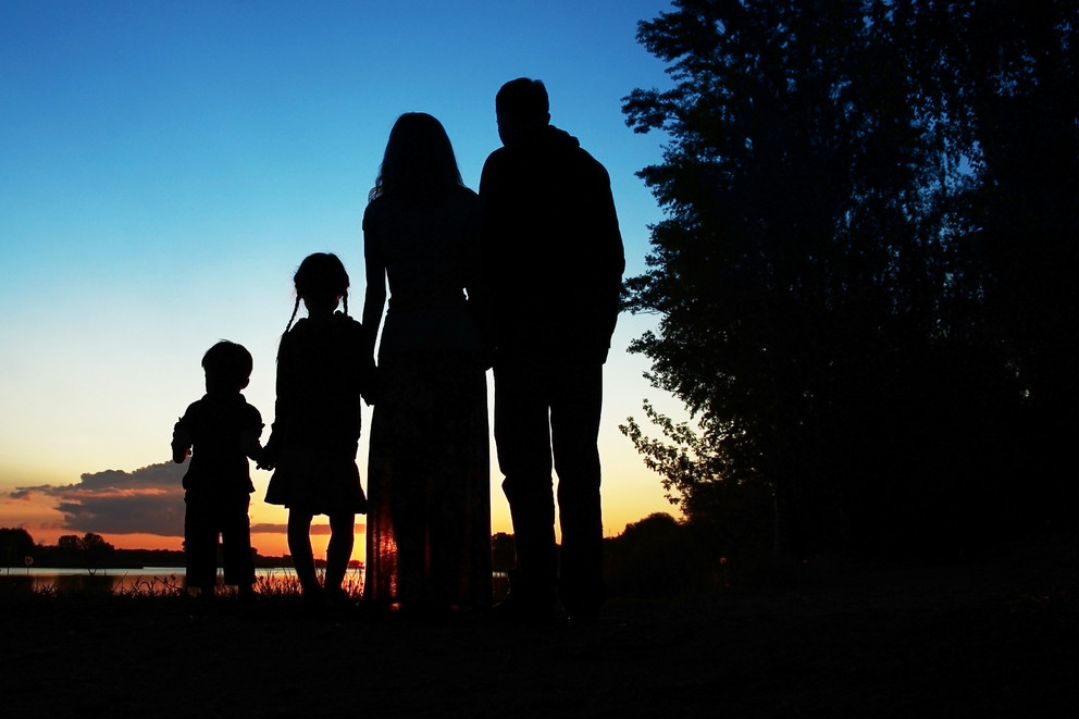 Family at sunset
