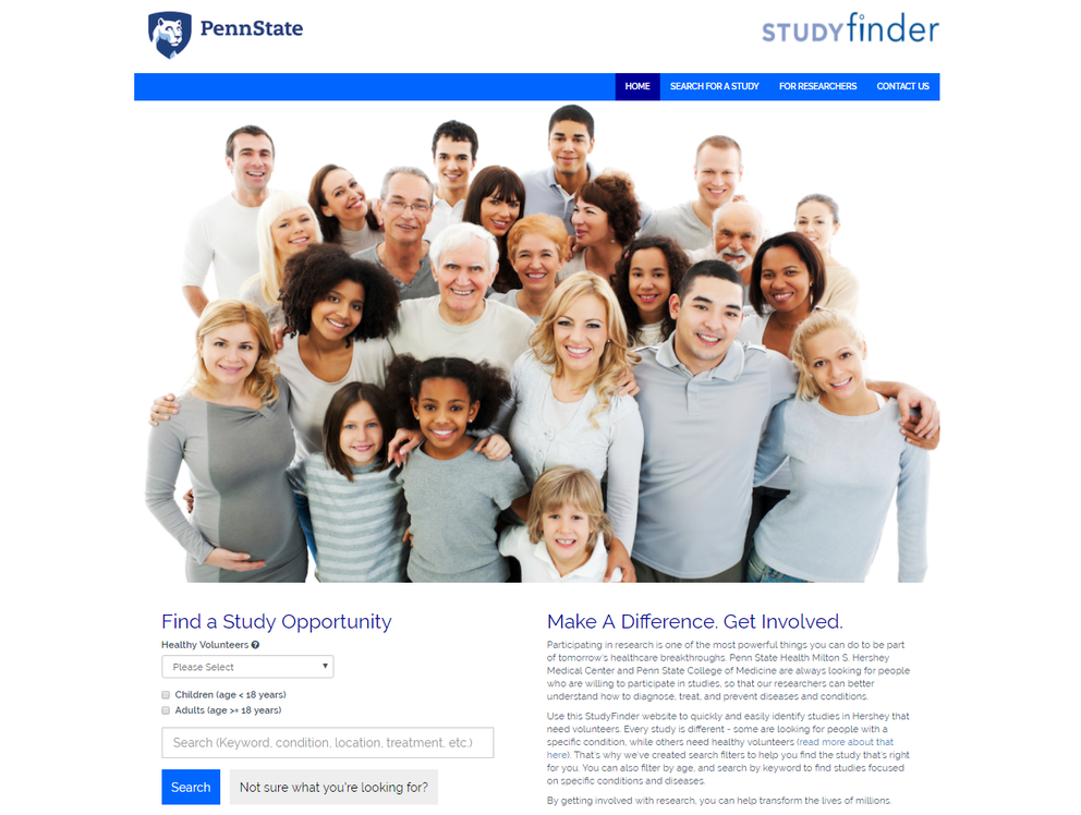 StudyFinder webpage