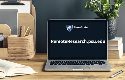 Laptop with remote research website on screen