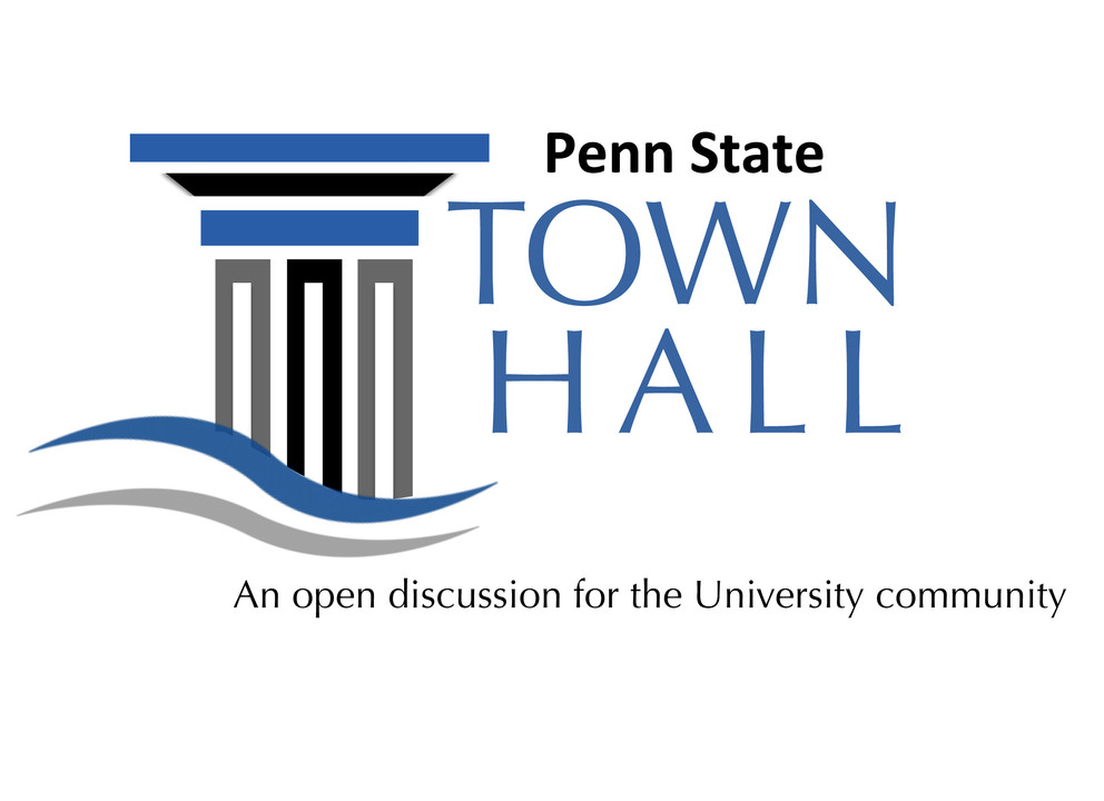 Graphic of a pillar with the words "Penn State Town Hall: An open discussion for the University community".