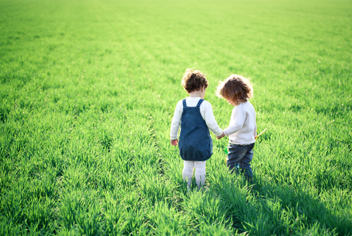 Two children in a field